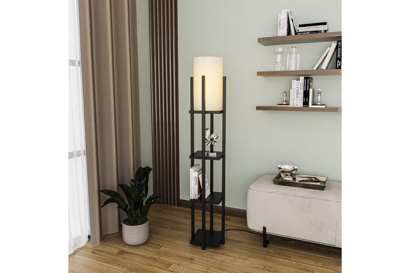 Gulvlampe Ratmompe Lumi (Hyllehøyde: 29 cm) Svart Beige - Svart Beige - Belysning - Innendørsbelysning & Lamper - Gulvlampe