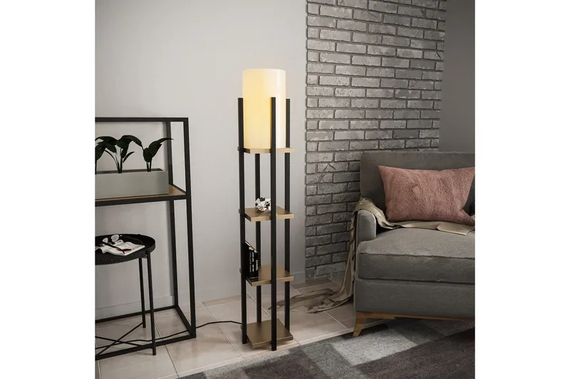 Gulvlampe Ratmompe Lumi (Hyllehøyde: 29 cm) Svart / Gull - Svart / Gull - Belysning - Innendørsbelysning & Lamper - Gulvlampe