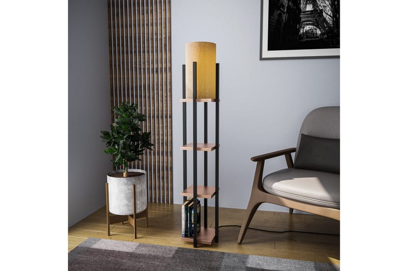 Gulvlampe Ratmompe Lumi (Hyllehøyde: 29 cm) Svart / Kobbertre - Svart / Kobbertre - Belysning - Innendørsbelysning & Lamper - Gulvlampe