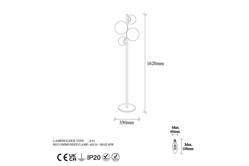 Gulvlampe Subin Svart / Hvit - Svart / Hvit - Belysning - Innendørsbelysning & Lamper - Gulvlampe