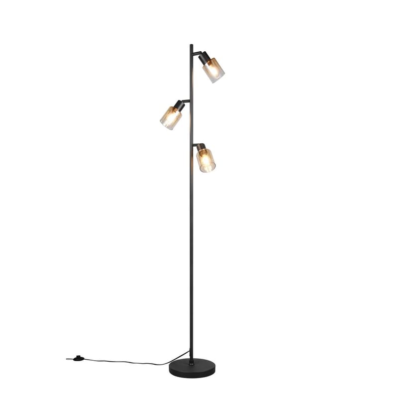 Gulvlampe TRIO Cadiz, Matt svart/Amber