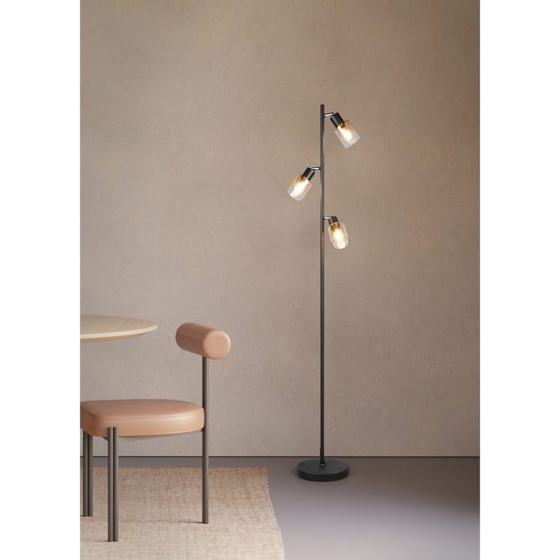 Gulvlampe TRIO Cadiz - Matt svart/Amber - Belysning - Innendørsbelysning & Lamper - Gulvlampe