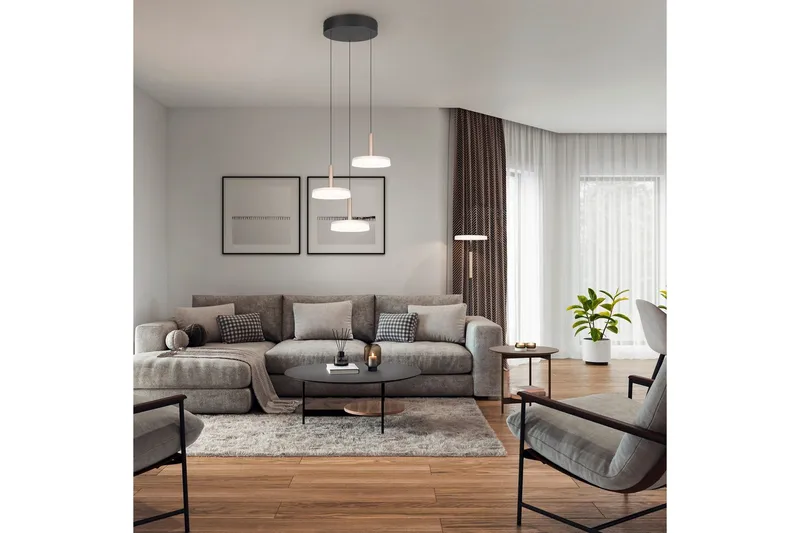 Gulvlampe TRIO Celeste Matt svart/hvit/kaffebrun - Matt svart/hvit/kaffebrun - Belysning - Innendørsbelysning & Lamper - Gulvlampe