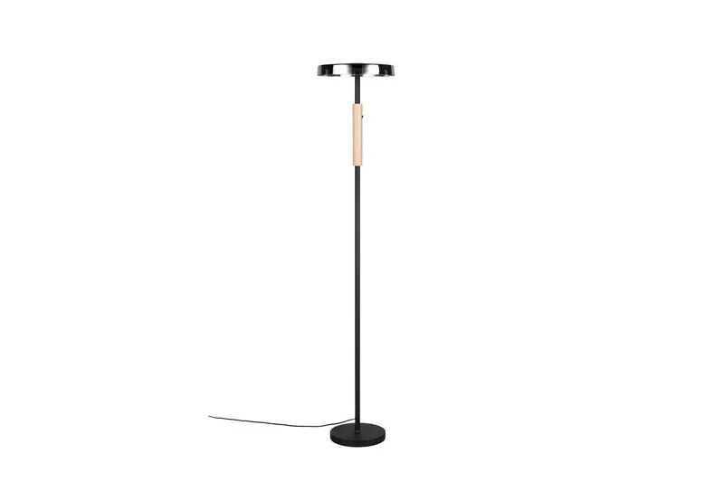 Gulvlampe TRIO Celeste Matt svart/krom/tre - Matt svart/krom/tre - Belysning - Innendørsbelysning & Lamper - Gulvlampe