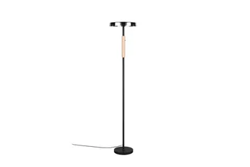 Gulvlampe TRIO Celeste Matt svart/krom/tre - Matt svart/krom/tre - Belysning - Innendørsbelysning & Lamper - Gulvlampe