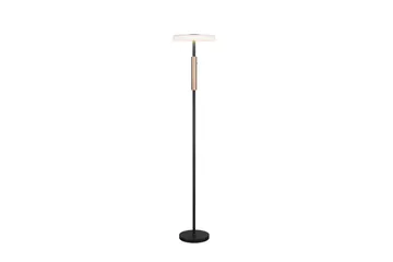 Gulvlampe TRIO Celeste Matt svart/krom/tre - Matt svart/krom/tre - Belysning - Innendørsbelysning & Lamper - Gulvlampe