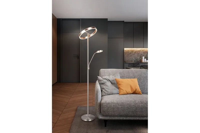 Gulvlampe TRIO Willis Børstet stål - Børstet stål - Belysning - Innendørsbelysning & Lamper - Gulvlampe