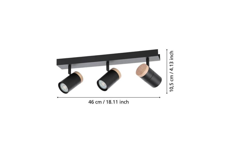 LED-spotlight Eglo Cartagena Svart/Tre 3 lamper - 3 lamper - Belysning - Innendørsbelysning & Lamper - Lamper gang