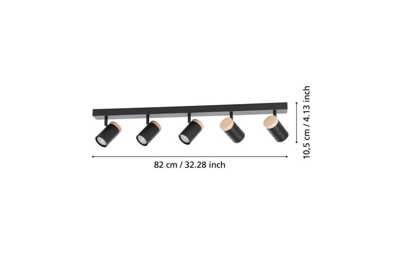 LED-spotlight Eglo Cartagena Svart/Tre 5 Lamper - 5 Lamper - Belysning - Innendørsbelysning & Lamper - Lamper gang
