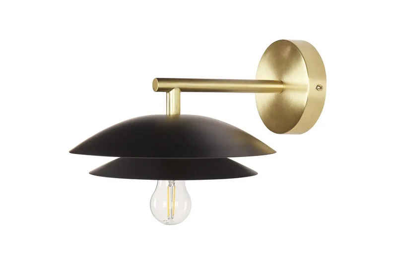 Solab Vegglampe E27, Svart/Gull