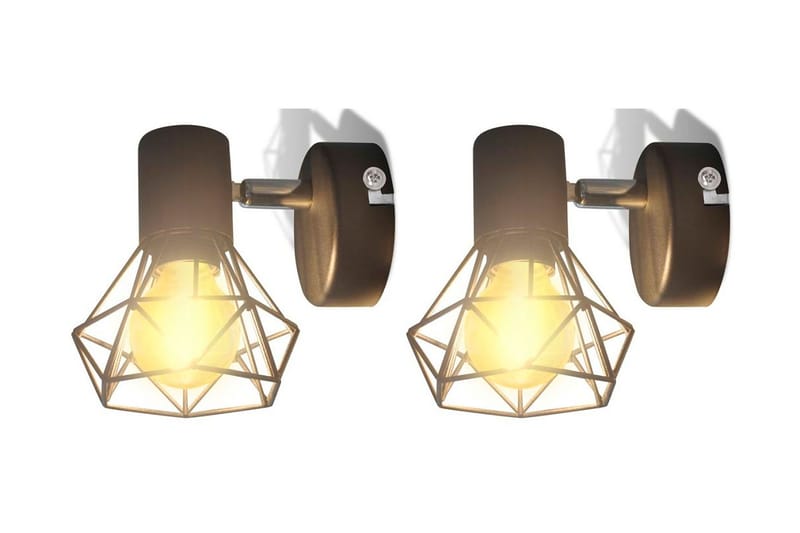 2 Sorte Vegglampetter, trådramme industriell stil 4 LED lys - Svart - Sengelampe vegg - Veggarmatur - Vegglampe