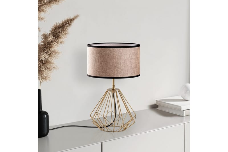 Bordlampe Almasi Beige / Gull - Beige / Gull - Belysning - Innendørsbelysning & Lamper - Soveromslampe - Sengelamper - Nattbordslampe stående