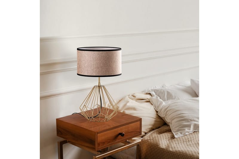 Bordlampe Almasi Beige / Gull - Beige / Gull - Belysning - Innendørsbelysning & Lamper - Soveromslampe - Sengelamper - Nattbordslampe stående