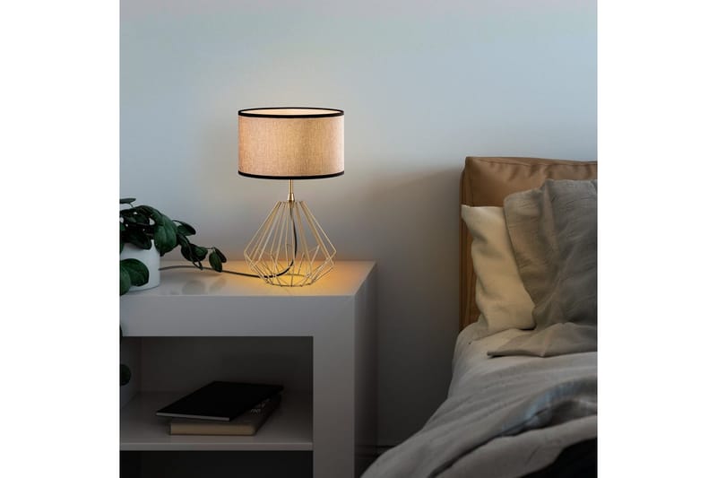 Bordlampe Almasi Beige / Gull - Beige / Gull - Belysning - Innendørsbelysning & Lamper - Soveromslampe - Sengelamper - Nattbordslampe stående