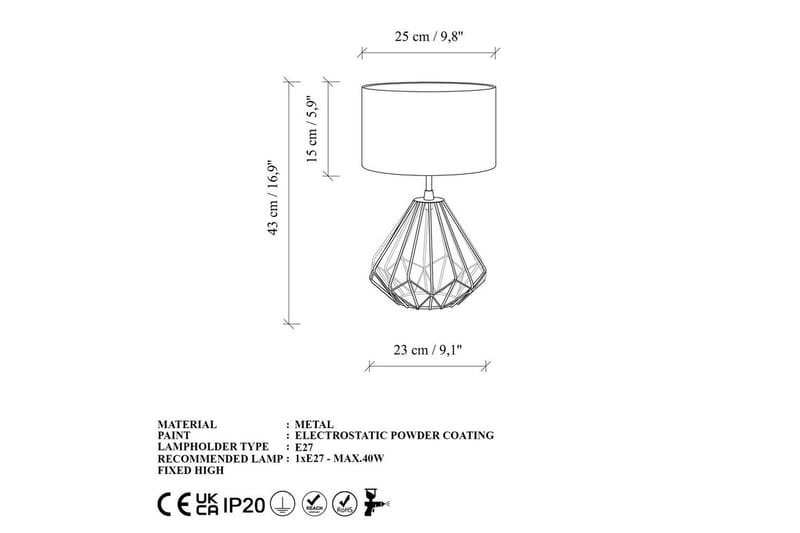 Bordlampe Almasi Damson / Svart - Damson / Svart - Belysning - Innendørsbelysning & Lamper - Soveromslampe - Sengelamper - Nattbordslampe stående