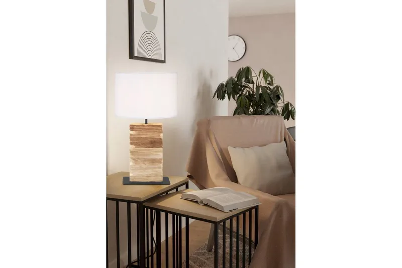 Bordlampe Eglo Contessore Rett Vit/tre - Belysning - Innendørsbelysning & Lamper - Soveromslampe - Sengelamper - Nattbordslampe stående