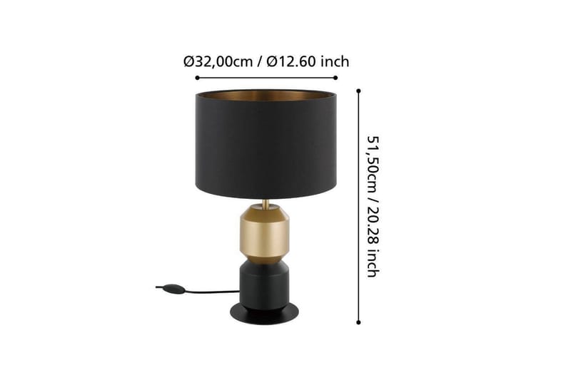 Bordlampe Eglo Laurignano Svart/Gull - Belysning - Innendørsbelysning & Lamper - Soveromslampe - Sengelamper - Nattbordslampe stående