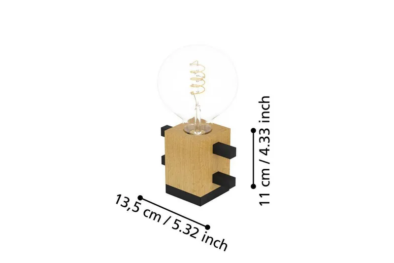 Bordlampe Eglo Levantara Svart/Tre - Belysning - Innendørsbelysning & Lamper - Soveromslampe - Sengelamper - Nattbordslampe stående
