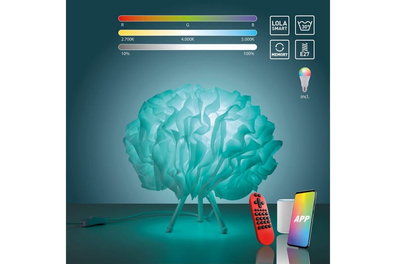 Bordlampe Lolasmart Naomi - 35x30x35 cm - Belysning - Innendørsbelysning & Lamper - Soveromslampe - Sengelamper - Nattbordslampe stående