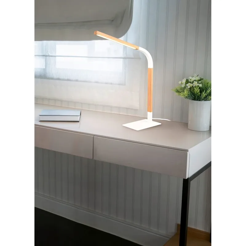 Bordlampe Norris - Matt hvit/tre - Belysning - Innendørsbelysning & Lamper - Soveromslampe - Sengelamper - Nattbordslampe stående