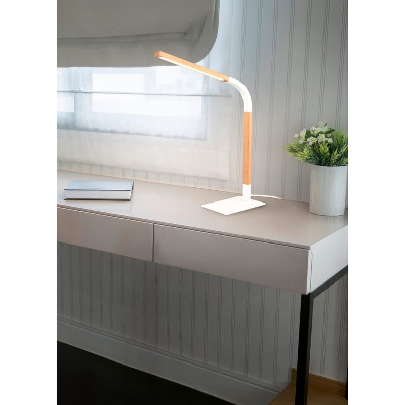 Bordlampe Norris - Matt hvit/tre - Belysning - Innendørsbelysning & Lamper - Soveromslampe - Sengelamper - Nattbordslampe stående