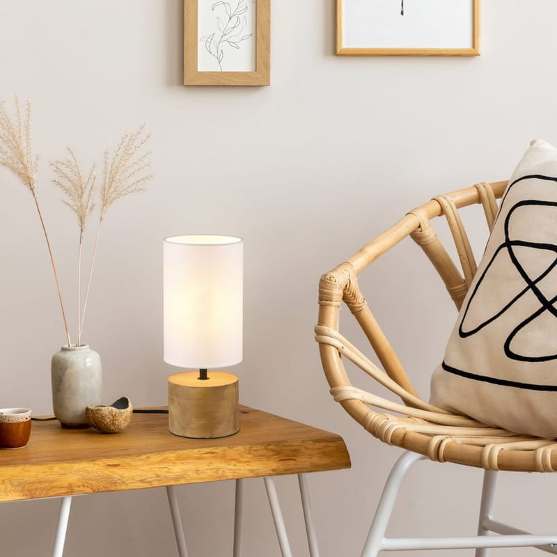 Bordlampe Woody - Tre/hvit - Belysning - Innendørsbelysning & Lamper - Soveromslampe - Sengelamper - Nattbordslampe stående