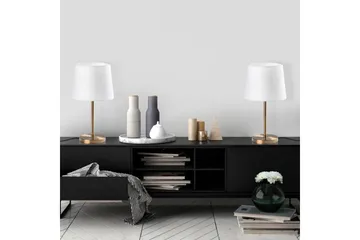 Bordlampesett (2 deler) Jaspal Antikk / Hvit - Antikk / Hvit - Belysning - Innendørsbelysning & Lamper - Soveromslampe - Sengelamper - Nattbordslampe stående