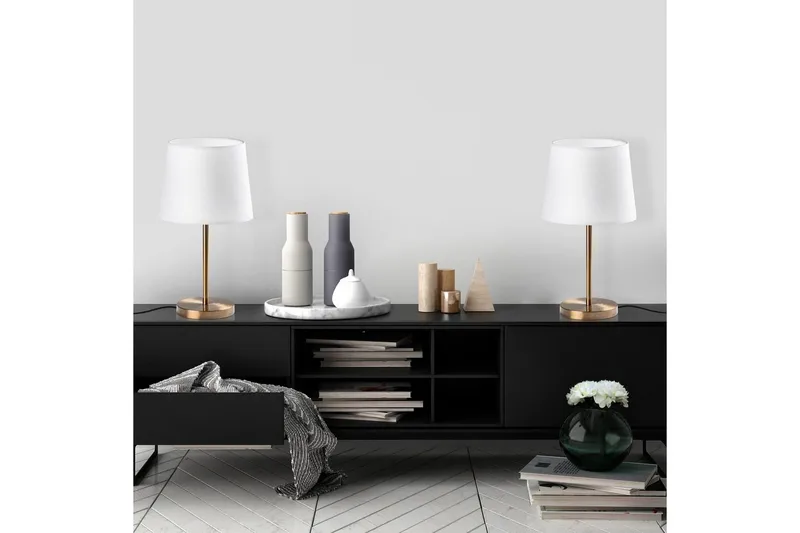 Bordlampesett (2 deler) Jaspal Antikk / Hvit - Antikk / Hvit - Belysning - Innendørsbelysning & Lamper - Soveromslampe - Sengelamper - Nattbordslampe stående