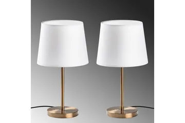 Bordlampesett (2 deler) Jaspal Antikk / Hvit - Antikk / Hvit - Belysning - Innendørsbelysning & Lamper - Soveromslampe - Sengelamper - Nattbordslampe stående