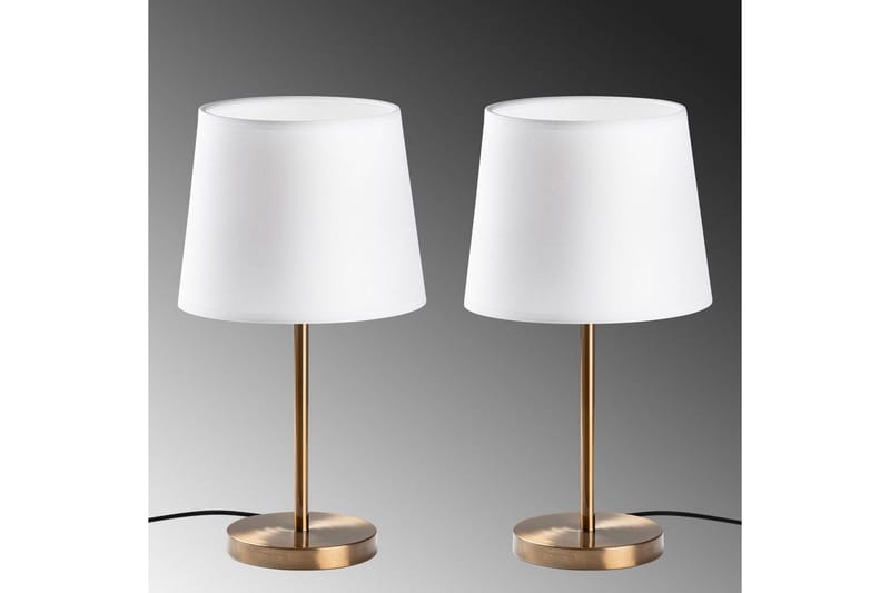 Bordlampesett (2 deler) Jaspal Antikk / Hvit - Antikk / Hvit - Belysning - Innendørsbelysning & Lamper - Soveromslampe - Sengelamper - Nattbordslampe stående