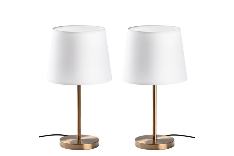 Bordlampesett (2 deler) Jaspal Antikk / Hvit - Antikk / Hvit - Belysning - Innendørsbelysning & Lamper - Soveromslampe - Sengelamper - Nattbordslampe stående