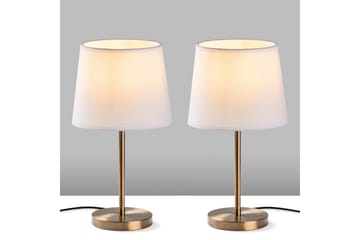 Bordlampesett (2 deler) Jaspal Antikk / Hvit - Antikk / Hvit - Belysning - Innendørsbelysning & Lamper - Soveromslampe - Sengelamper - Nattbordslampe stående