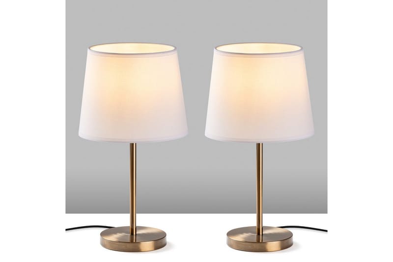 Bordlampesett (2 deler) Jaspal Antikk / Hvit - Antikk / Hvit - Belysning - Innendørsbelysning & Lamper - Soveromslampe - Sengelamper - Nattbordslampe stående