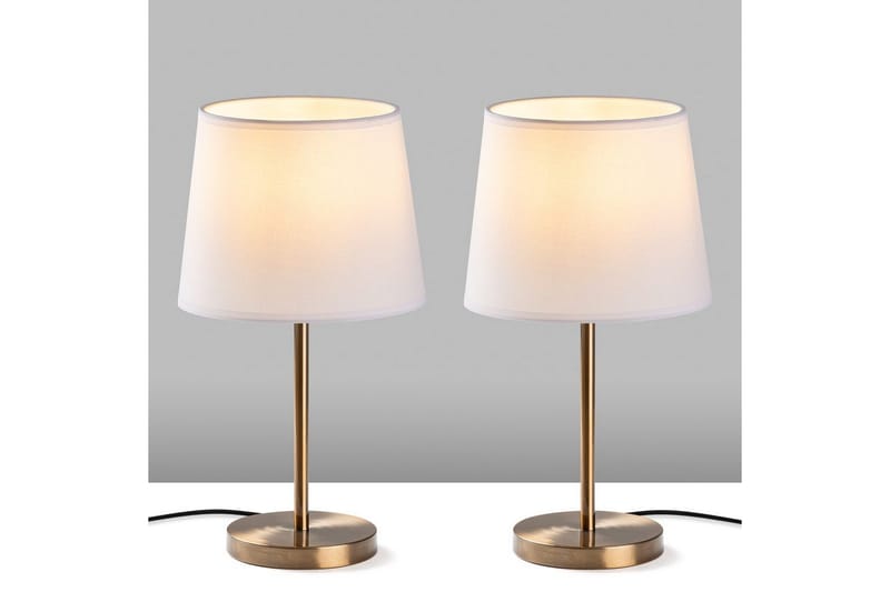 Bordlampesett (2 deler) Jaspal Antikk / Hvit - Antikk / Hvit - Belysning - Innendørsbelysning & Lamper - Soveromslampe - Sengelamper - Nattbordslampe stående