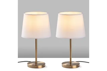 Bordlampesett (2 deler) Jaspal Antikk / Hvit - Antikk / Hvit - Belysning - Innendørsbelysning & Lamper - Soveromslampe - Sengelamper - Nattbordslampe stående