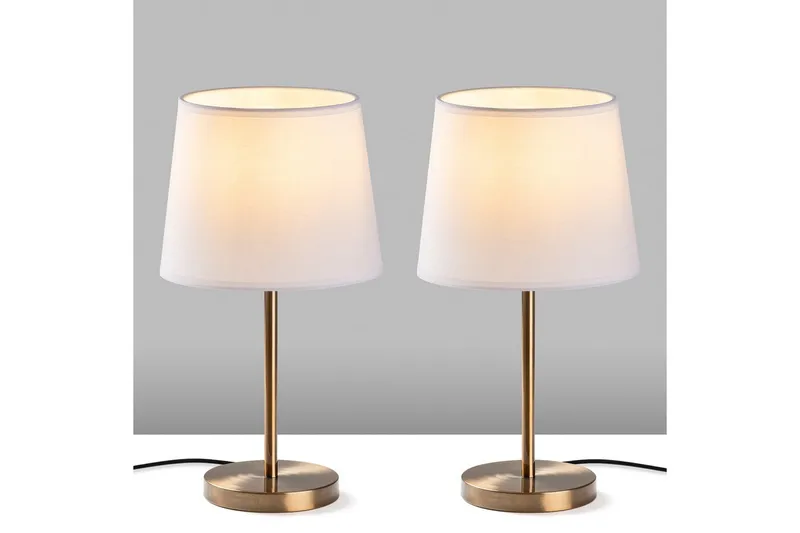 Bordlampesett (2 deler) Jaspal Antikk / Hvit - Antikk / Hvit - Belysning - Innendørsbelysning & Lamper - Soveromslampe - Sengelamper - Nattbordslampe stående