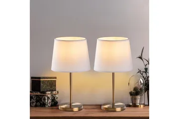 Bordlampesett (2 deler) Jaspal Antikk / Hvit - Antikk / Hvit - Belysning - Innendørsbelysning & Lamper - Soveromslampe - Sengelamper - Nattbordslampe stående