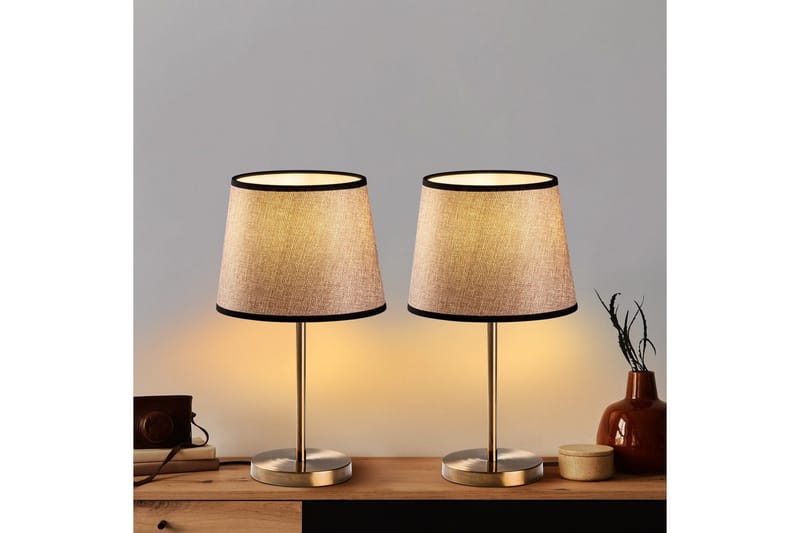 Bordlampesett (2 deler) Jaspal Antikk / Svart - Antikk / Svart - Belysning - Innendørsbelysning & Lamper - Soveromslampe - Sengelamper - Nattbordslampe stående