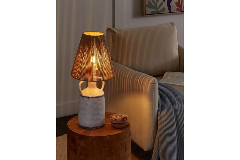 Diametro Bordlampe 51 cm E27 - Hvit/Natur - Belysning - Innendørsbelysning & Lamper - Soveromslampe - Sengelamper - Nattbordslampe stående