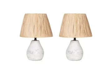 Favignito Bordlampe 2 stk 31 cm E27 - Hvit/Natur - Belysning - Innendørsbelysning & Lamper - Soveromslampe - Sengelamper - Nattbordslampe stående