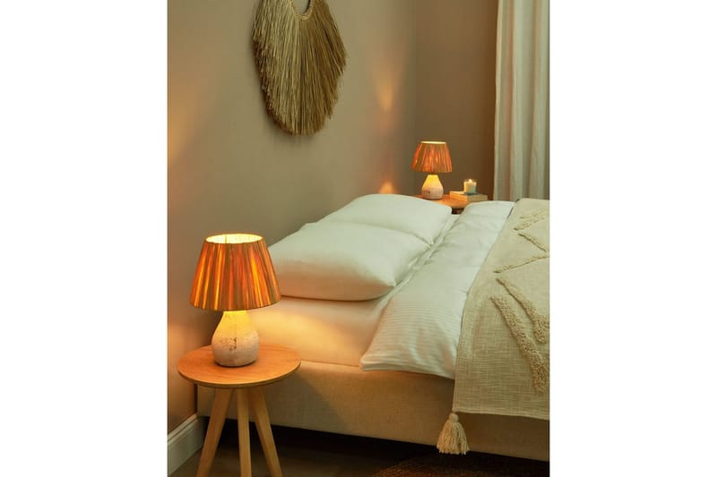 Favignito Bordlampe 2 stk 31 cm E27 - Hvit/Natur - Belysning - Innendørsbelysning & Lamper - Soveromslampe - Sengelamper - Nattbordslampe stående
