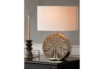 Lenkher Bordlampe 48 cm E27 - Sølv/Hvit - Belysning - Innendørsbelysning & Lamper - Soveromslampe - Sengelamper - Nattbordslampe stående