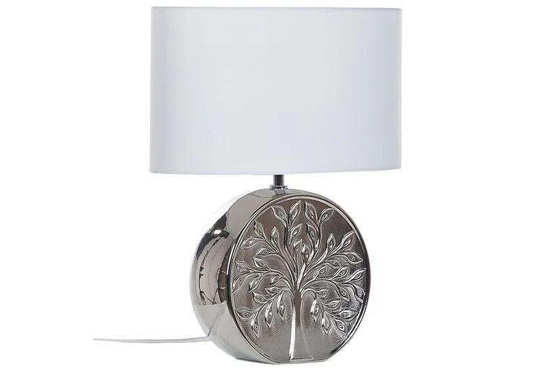 Lenkher Bordlampe 48 cm E27 - Sølv/Hvit - Belysning - Innendørsbelysning & Lamper - Soveromslampe - Sengelamper - Nattbordslampe stående