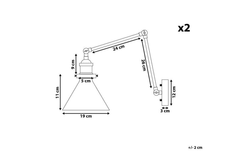 Narve Vegglampe 2 stk E27 - Gull - Belysning - Innendørsbelysning & Lamper - Soveromslampe - Sengelamper - Sengelampe vegg