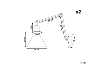 Narve Vegglampe 2 stk E27 - Svart - Belysning - Innendørsbelysning & Lamper - Soveromslampe - Sengelamper - Sengelampe vegg
