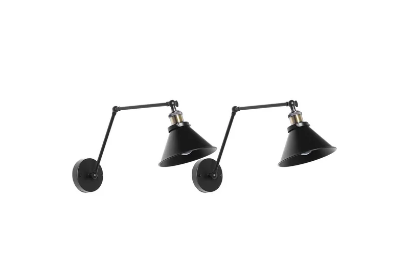 Narve Vegglampe 2 stk E27, Svart