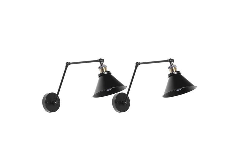 Narve Vegglampe 2 stk E27, Svart