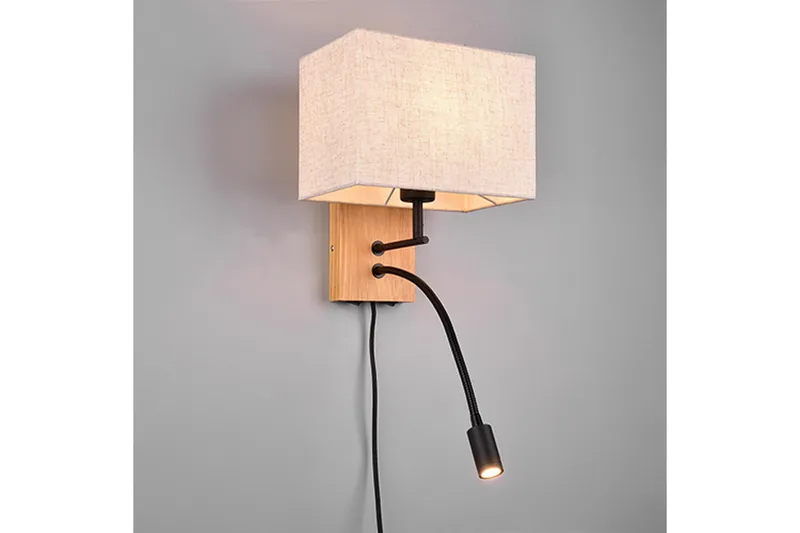 Trio Lighting Nilam Vegglampe med leselampe 25 cm LED + E27 tre - Belysning - Innendørsbelysning & Lamper - Soveromslampe - Sengelamper - Sengelampe vegg