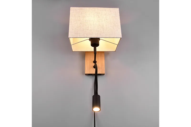 Trio Lighting Nilam Vegglampe med leselampe 25 cm LED + E27 tre - Belysning - Innendørsbelysning & Lamper - Soveromslampe - Sengelamper - Sengelampe vegg