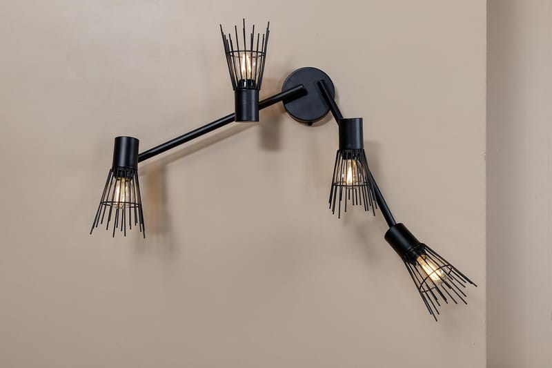 Vegglampe Montmollin Dimbar LED Stor - Svart - Veggarmatur - Sengelampe vegg - Vegglampe